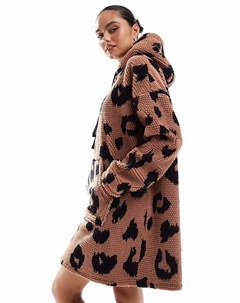 Платье honeycomb oversized lounge hoodie in leopard print Asos design
