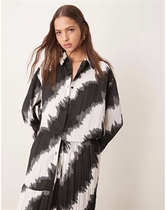 Свободная плиссированная рубашка с монохромным принтом Asos design