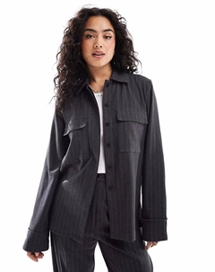 Рубашка в полоску с начесом от темно-серого цвета Asos design