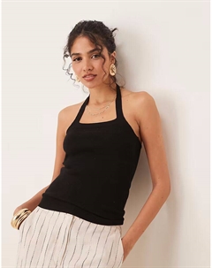 Вязаный топ с халтер-воротником черного цвета Jdy