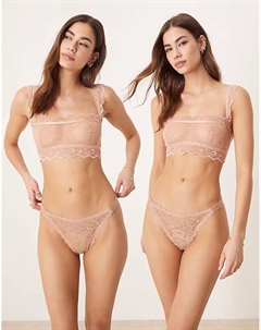 Комплект из 2 трусиков-танга Lila песочного цвета Asos design