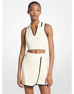 Укороченный топ из жаккардовой ткани с логотипом, белый Michael kors