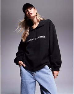 Флисовая кофта Weekend Collective с застежкой-молнией на половину длины и логотипом черного цвета Asos weekend collective