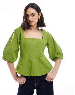 Корсетный топ с квадратным вырезом оливково-зеленого цвета Asos design