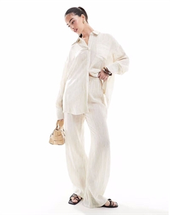 Фактурные пляжные брюки с высокой талией бежевого цвета 4th & reckless