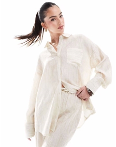 Пляжная рубашка с текстурированными пуговицами, бежевого цвета 4th & reckless