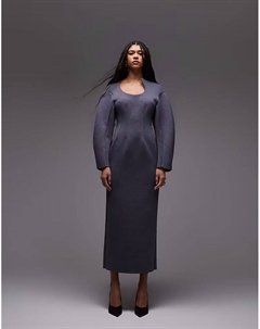 Платье миди со скульптурным вырезом, темно-серого цвета Asos design