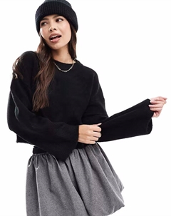 Джемпер свободного кроя с круглым вырезом и широкими манжетами черного цвета Asos design