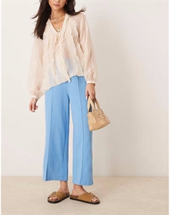 Льняные брюки-кюлоты синего цвета Asos design