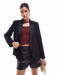 Строгий блейзер с атласным воротником черного цвета Pull & bear