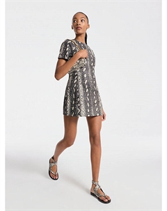 Мини-Платье из кожи с тиснением под змею, экрю Michael kors