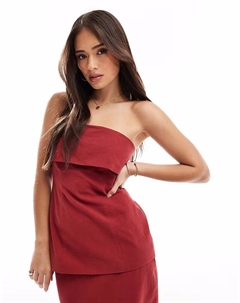 Льняной образ с отложным воротником, удлиненный топ-бандо цвета ржавчины 4th & reckless