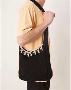 Вязаная сумка через плечо черного цвета Asos design