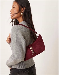 Сумка через плечо из искусственной замши с зажимом для собаки бордового цвета Asos design