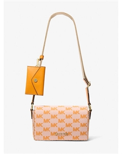 Маленькая жаккардовая сумка через плечо Vincent с логотипом и чехлом для карт, оранжевый Michael kors