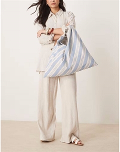 Сумка-тоут трапециевидной формы синего цвета в полоску Asos design