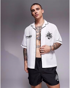 Рубашка свободного кроя с вышивкой на груди от белого цвета Asos design