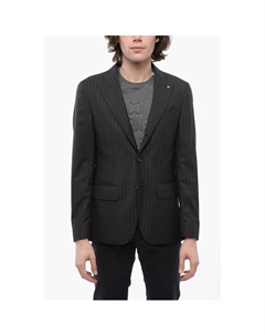 Пиджак CC COLLECTION Pinstriped Side Vents Notch Lapel 3-Button Bla, серый Corneliani