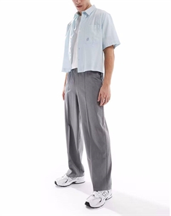 Широкие брюки серого цвета Pull & bear