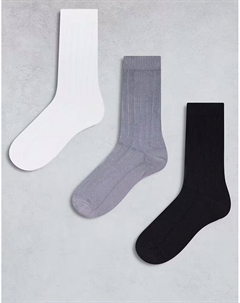 3 пары ребристых носков разных цветов Asos design