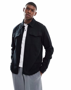 Рубашка French Connection из льняной смеси с двумя карманами темно-синего цвета French connection mens