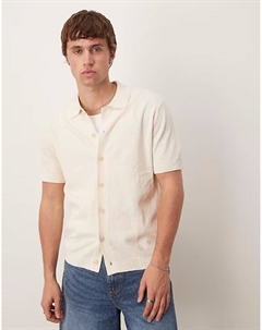 Белая махровая рубашка из смеси хлопка манго с пуговицами Mango