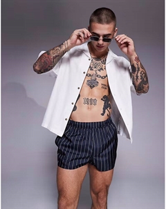 Плавки суперкороткой длины в тонкую синюю и белую полоску Asos design