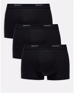 Комплект из 3-х спортивных трусов с логотипом на поясе, черного цвета Gant