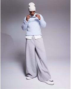 Вязаный пушистый джемпер синего цвета Asos design