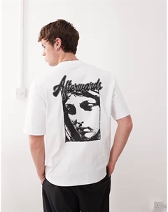 Футболка свободного кроя для будних дней с графическим принтом на спине белого цвета Weekday