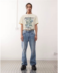 Джинсы Mercury с широкими штанинами и расклешенным лифом синего цвета Weekday