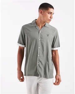 Рубашка Ss из тканого материала с контрастными манжетами в цвете x838 глиняно-зеленый/белый Lyle & scott