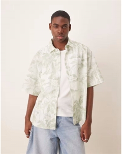 Рубашка свободного кроя свободного кроя с цветочным принтом зеленого цвета Asos design