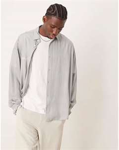 Рубашка оверсайз с вышивкой в серую полоску Asos design