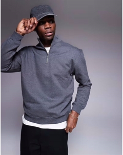 Толстовка премиум-класса oversize с четвертной молнией, плотностью 400 г/м², бежевого цвета Asos design