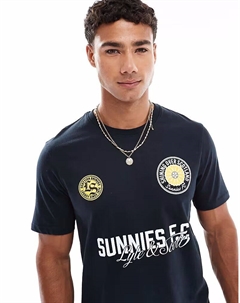 Футболки Ss с принтом Sunnies FC в цвете z271 темно-синего цвета Lyle & scott