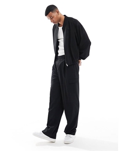 Черные широкие брюки карго DESIGN Asos