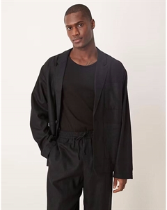 Свободный пиджак из черного твила без подкладки Asos design