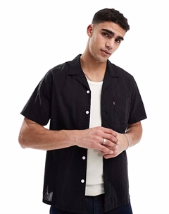 Рубашка The Sunset Camp с короткими рукавами и воротником-стойкой в газовую полоску, черная Levi's®