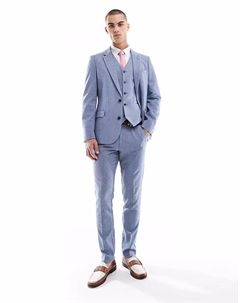 Узкий пиджак из шерсти синего цвета Asos design