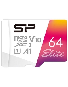 Карта памяти MicroSDXC 64GB SP064GBSTXBV1V20 Elite, Class 10, A1, UHS-I U1 Silicon power