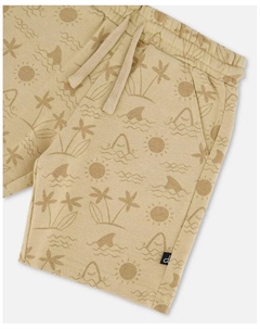 Брюки-шорты для мальчиков с принтом, велюр, бежевые с пальмами - Toddler|Child, коричневый/бежевый Deux par deux