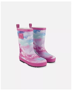 Детские резиновые сапоги с принтом для девочек, разноцветные на ярко-розовом фоне - для малышей/ребенка, мультиколор Deux par deux
