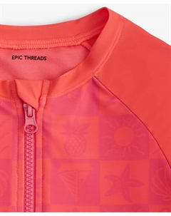 Куртка-рашгард с длинным рукавом и молнией Big Girls Beachy Check, розовый Epic threads