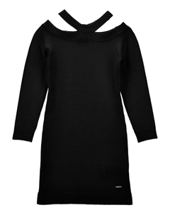 Трикотажное платье с перекрестными бретелями, черный Monnalisa