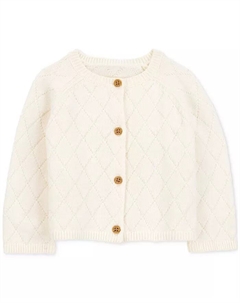 Детский хлопковый кардиган на пуговицах для девочек, слоновая кость/кремовый Carter`s
