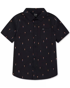 Рубашка с коротким рукавом Big Boys из стрейч-поплина с принтом, черный Hurley