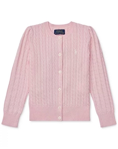 Кардиган из хлопка с узором "косичка" для девочек и малышек, розовый Polo ralph lauren