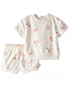 Комплект для девочек из 2 предметов: топ и шорты из органического хлопка с фруктовым принтом, слоновая кость/кремовый Carter`s