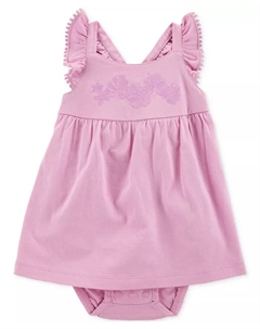 Платье-комбинезон для девочек с помпонами из хлопка, фиолетовый Carter`s